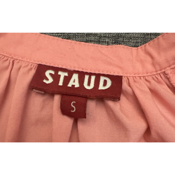 STAUD Vincent Cotton poplin Midi Shirtdress Womens Light Pink Size Small - Picture 8 of 9